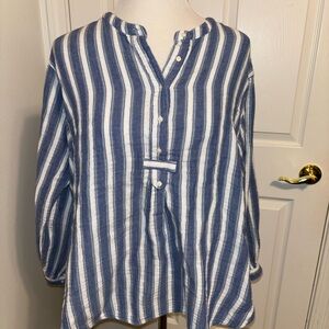 Old Navy Blue and White Striped Blouse